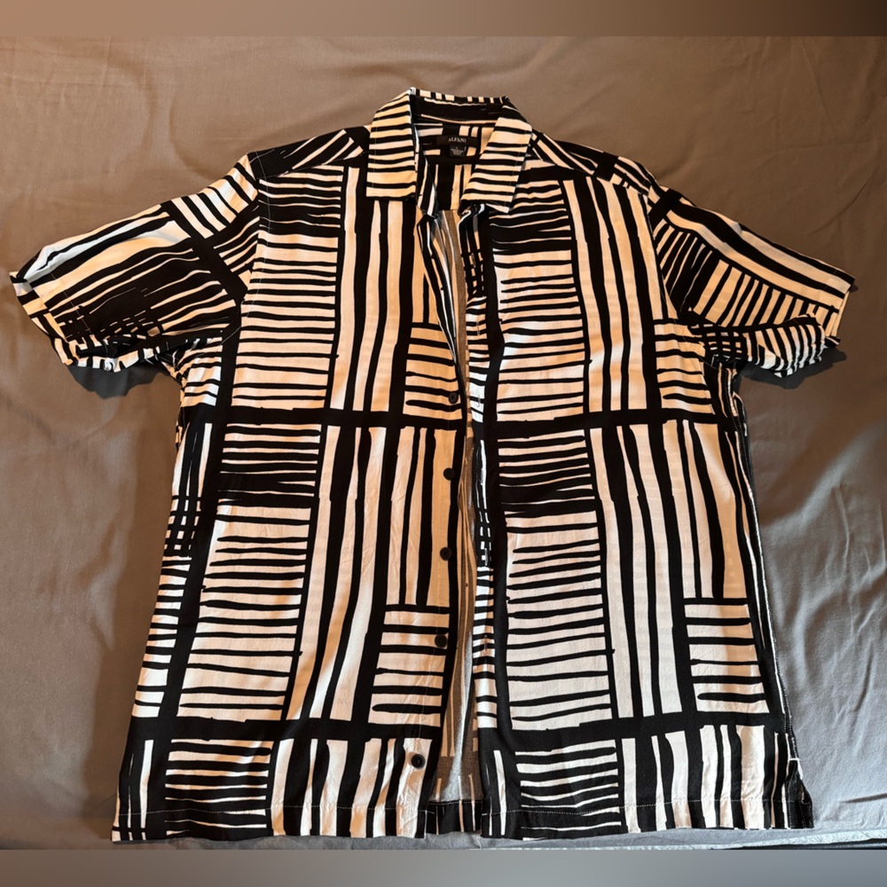 Alfani Striped Black and White Men's Shirt